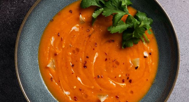 velouté de carottes et crème de pois chiche